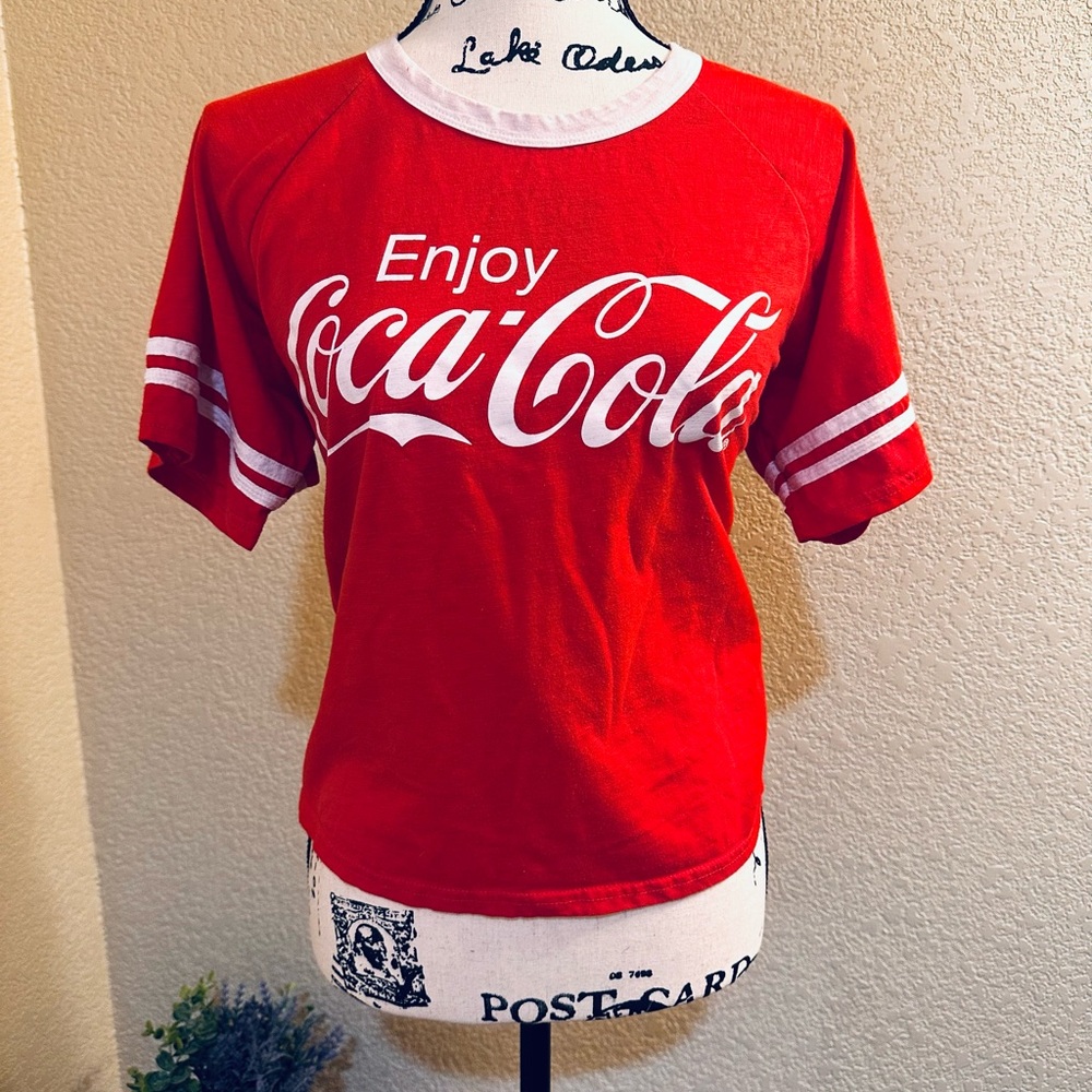 Vintage Graphic Coca-Cola Red Ringer Tee White Trim Large